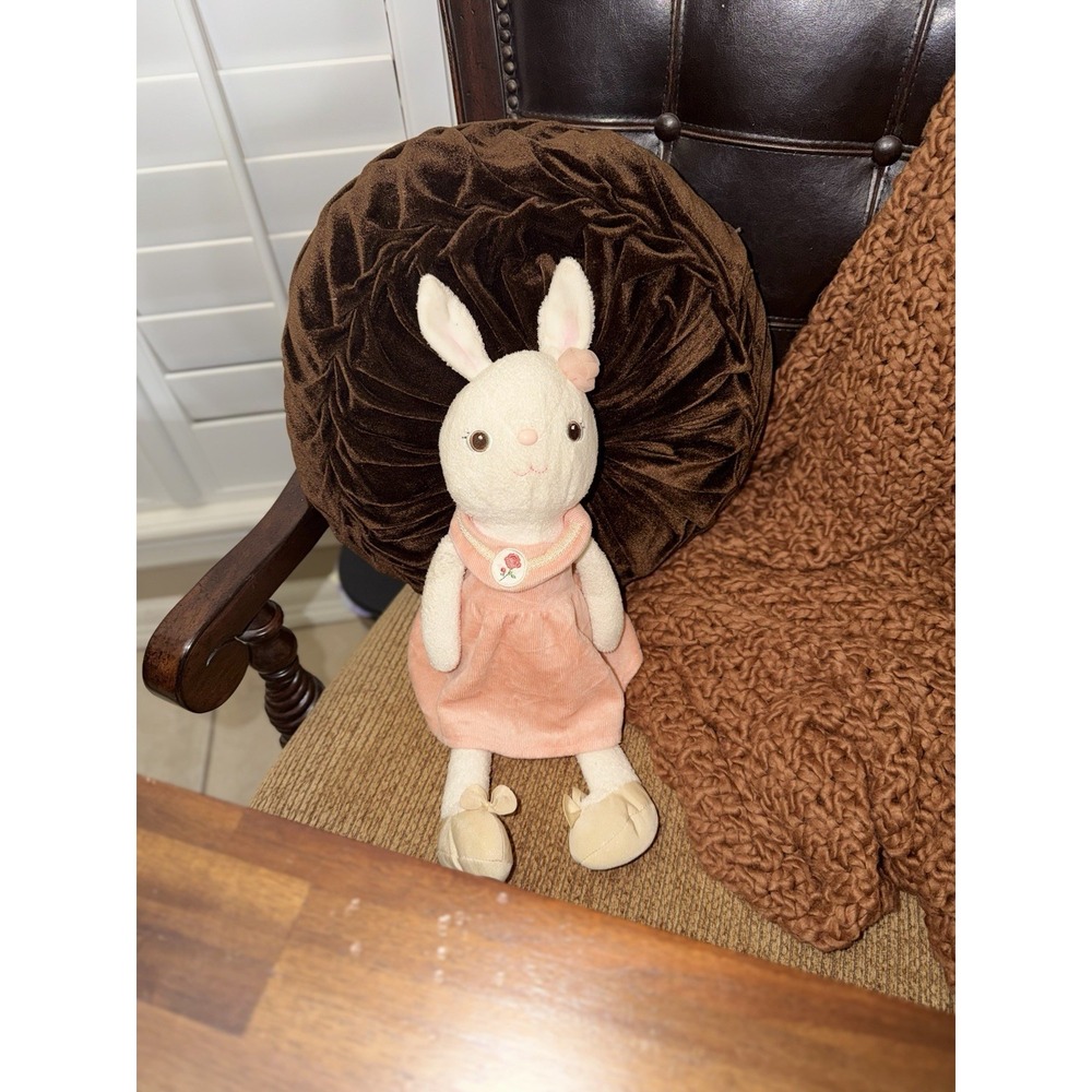 Metoo Plush Bunny Rabbit White Girl Rose Peach Stuffed Animal Soft Toy 17"